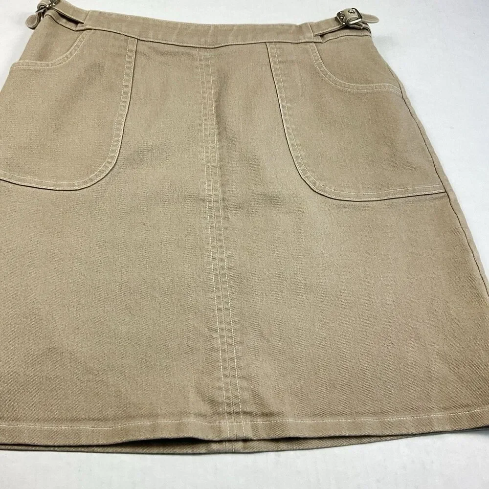 LOFT A-Line Chino Skirt Khaki Beige Utility Cargo Casual Mini Vintage Size 8